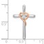 10K Two-tone White & Rose Cross w/Heart Chain Slide - 24.61 mm