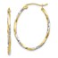 10K w/Rhodium Oval Hinged Hoop Earrings - 30 mm