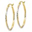 10K w/Rhodium Oval Hinged Hoop Earrings - 30 mm