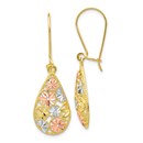 10K w/White and Rose Rhodium D/C Dangle Earrings - 39 mm