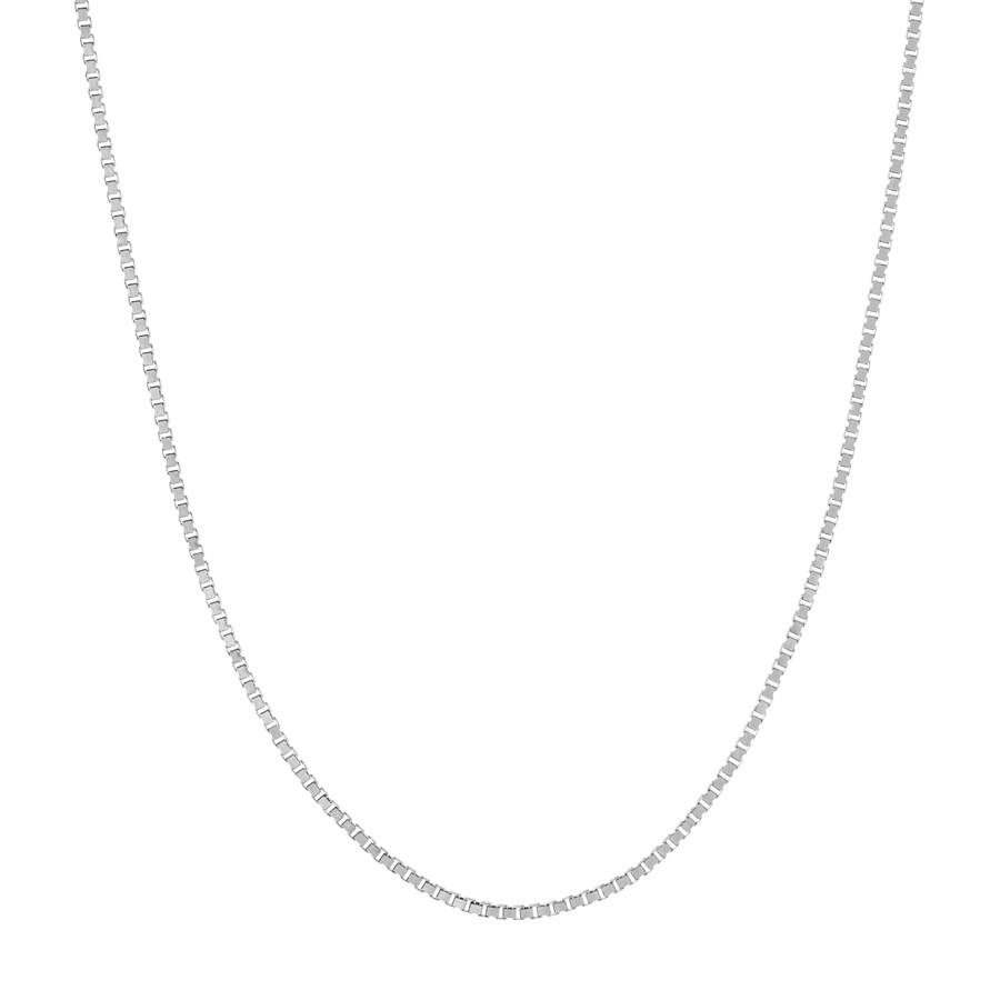 10K White Gold 0.55 mm Box Chain w Spring Ring Clasp - 18in.