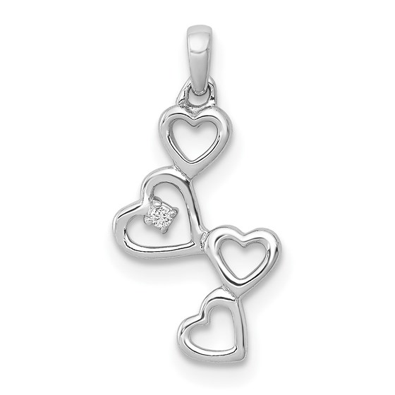 10K White Gold .01ct. Diamond Four Hearts Pendant 10K White Gold .01ct. Diamond Four Hearts Pendant