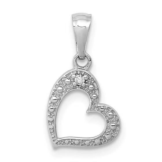 10K White Gold .01ct. Diamond Heart Pendant 10K White Gold .01ct. Diamond Heart Pendant