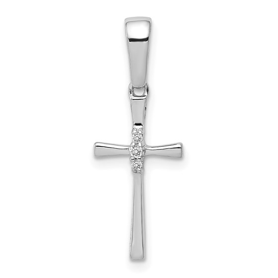 10K White Gold .02ct. Diamond Cross Pendant - 16.5 mm 10K White Gold .02ct. Diamond Cross Pendant - 16.5 mm