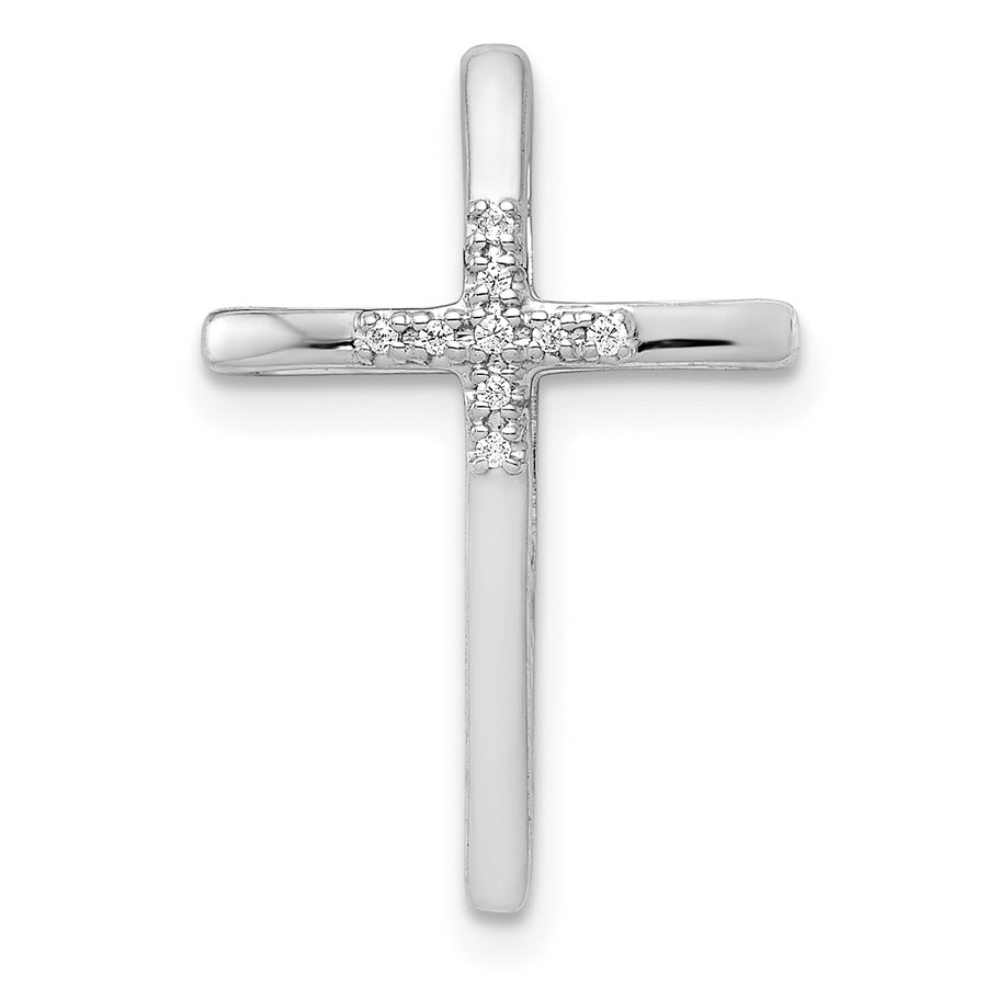 10K White Gold .03ct. Diamond Cross Chain Slide - 20 mm