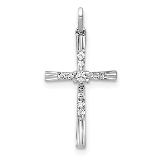 10K White Gold 1/10ct. Diamond Cross Pendant - 19.5 mm 10K White Gold 1/10ct. Diamond Cross Pendant - 19.5 mm