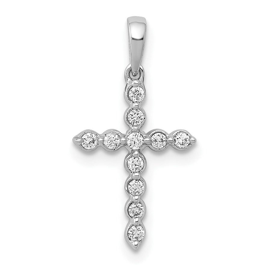 10K White Gold 1/10ct. Diamond Cross Pendant - 19 mm