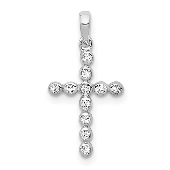 10K White Gold 1/10ct. Diamond Cross Pendant - 20.5 mm 10K White Gold 1/10ct. Diamond Cross Pendant - 20.5 mm