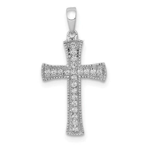 10K White Gold 1/10ct. Diamond Cross Pendant - 22.5 mm 10K White Gold 1/10ct. Diamond Cross Pendant - 22.5 mm
