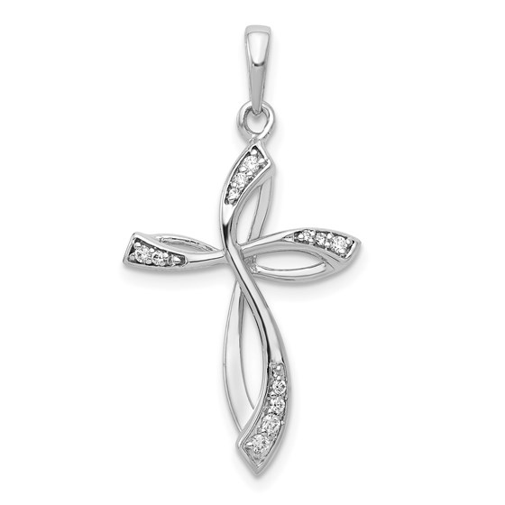 10K White Gold 1/10ct. Diamond Cross Pendant - 37.5 mm 10K White Gold 1/10ct. Diamond Cross Pendant - 37.5 mm