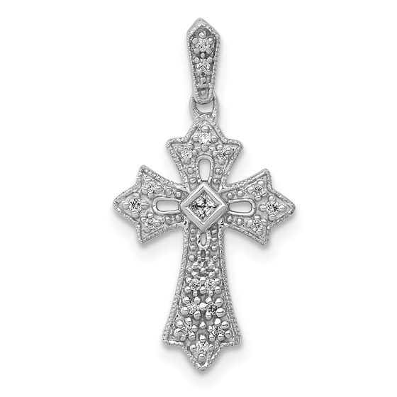 10K White Gold 1/10ct. Diamond Fancy Cross Pendant - 23 mm 10K White Gold 1/10ct. Diamond Fancy Cross Pendant - 23 mm