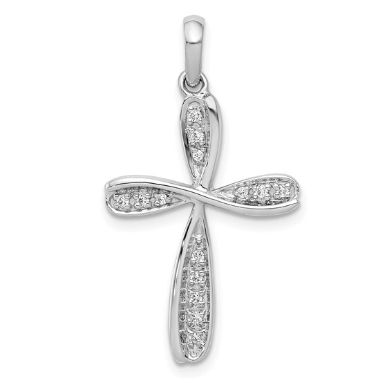 10K White Gold 1/15ct. Diamond Cross Pendant - 31 mm 10K White Gold 1/15ct. Diamond Cross Pendant - 31 mm