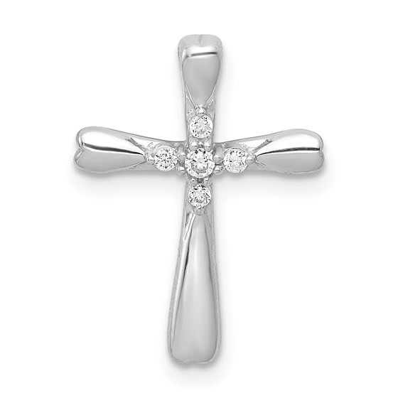 10K White Gold 1/20ct. 5-Stone Diamond Cross Chain Slide - 17 mm 10K White Gold 1/20ct. 5-Stone Diamond Cross Chain Slide - 17 mm