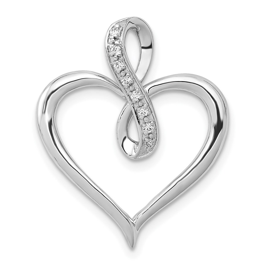 10K White Gold 1/20ct. Diamond Heart and Infinity Pendant