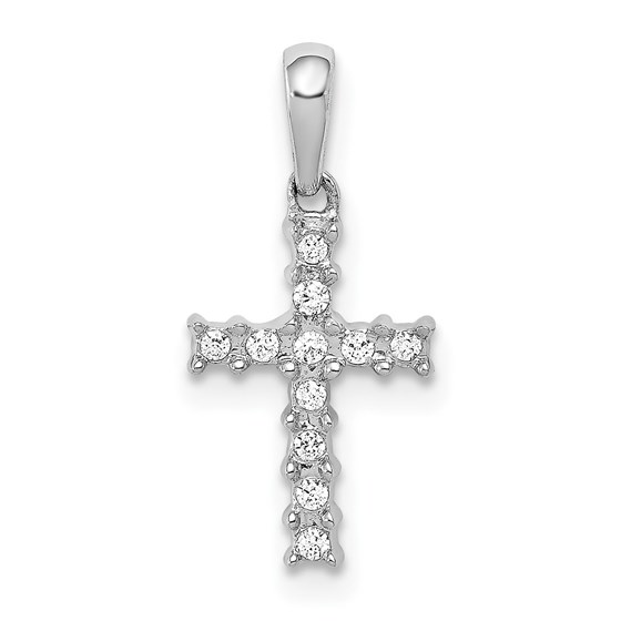 10K White Gold 1/20ct. Diamond Latin Cross Pendant - 18 mm 10K White Gold 1/20ct. Diamond Latin Cross Pendant - 18 mm