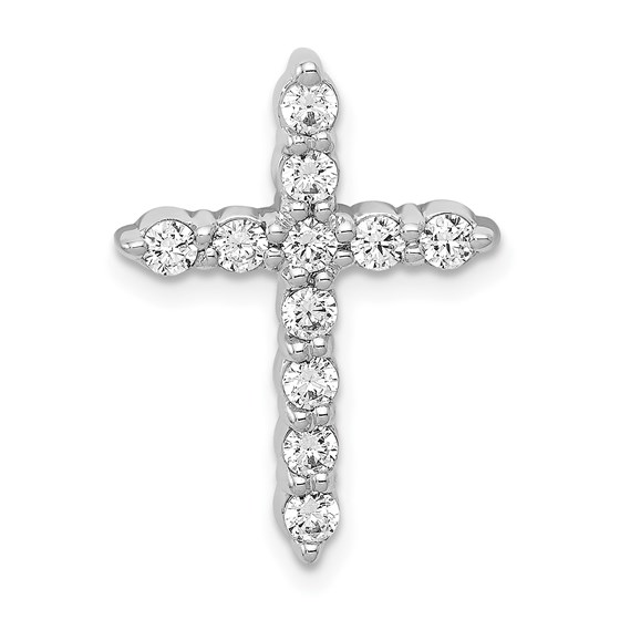 10K White Gold 1/2ct. Diamond Cross Chain Slide - 21 mm 10K White Gold 1/2ct. Diamond Cross Chain Slide - 21 mm