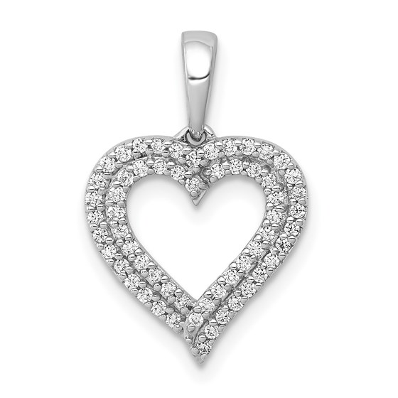 10K White Gold 1/4ct. Diamond 2-row Heart Pendant 10K White Gold 1/4ct. Diamond 2-row Heart Pendant