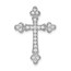 10K White Gold 1/4ct. Diamond Budded Cross Chain Slide - 24.5 mm