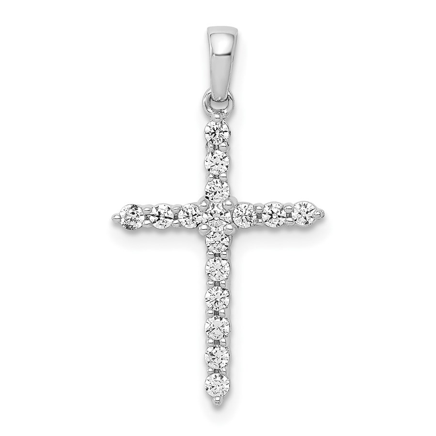 10K White Gold 1/4ct. Diamond Cross Pendant - 24 mm