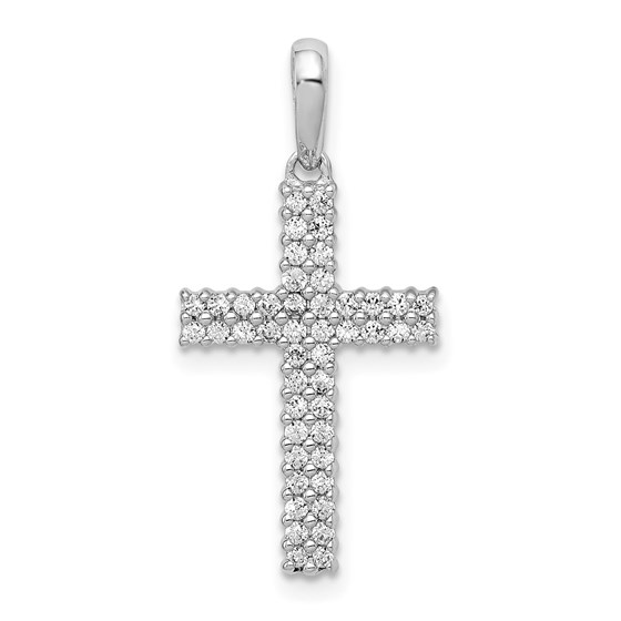 10K White Gold 1/4ct. Diamond Cross Pendant - 26 mm 10K White Gold 1/4ct. Diamond Cross Pendant - 26 mm
