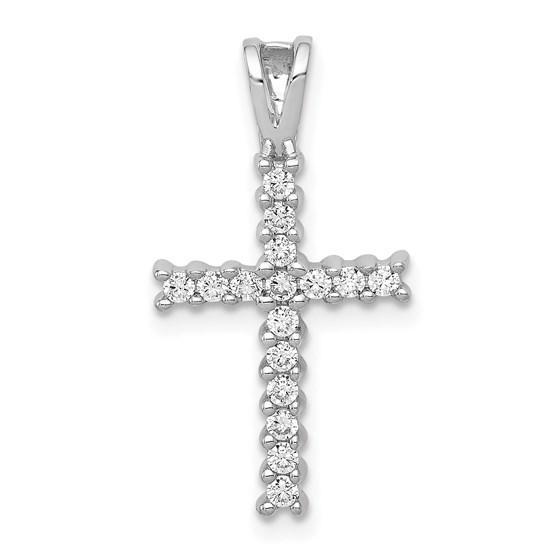 10K White Gold 1/4ct. Diamond Latin Cross Pendant - 23 mm 10K White Gold 1/4ct. Diamond Latin Cross Pendant - 23 mm