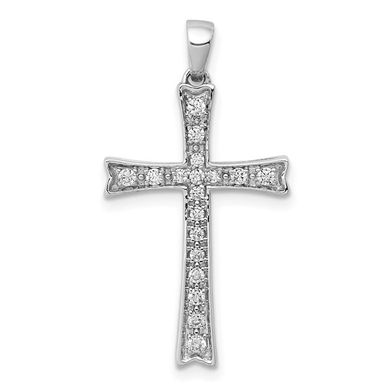 10K White Gold 1/5ct. Diamond Cross Pendant - 29 mm 10K White Gold 1/5ct. Diamond Cross Pendant - 29 mm