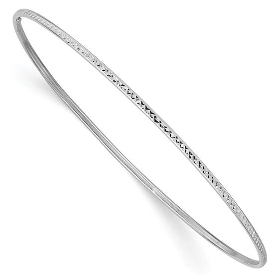 10K White Gold 1.5mm Diamond-Cut Bangle Bracelet - 8 in. 10K White Gold 1.5mm Diamond-Cut Bangle Bracelet - 8 in.