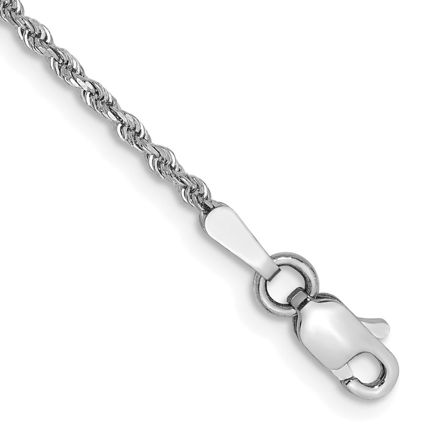 10K White Gold 1.5mm Diamondcut Rope Chain 10 in.