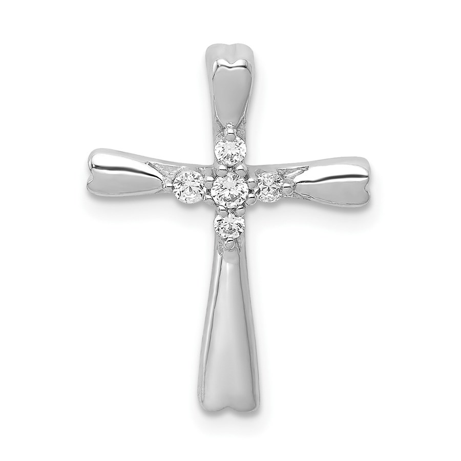 10K White Gold 1/6ct. 5-Stone Diamond Cross Chain Slide - 20 mm