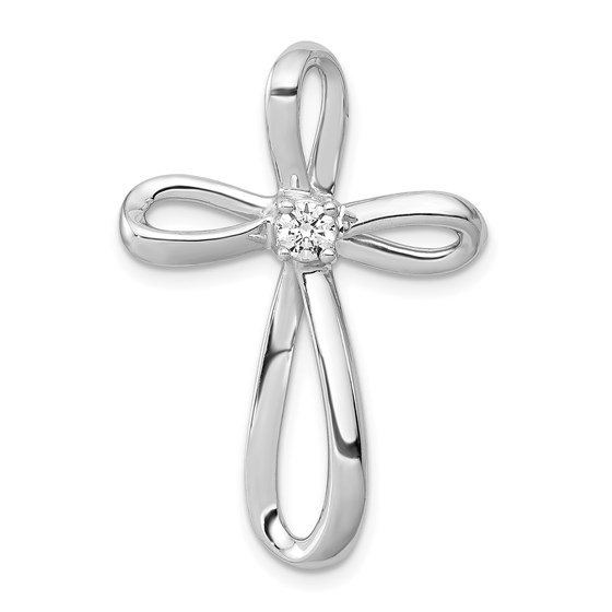 10K White Gold 1/6ct. Diamond Cross Chain Slide - 31 mm 10K White Gold 1/6ct. Diamond Cross Chain Slide - 31 mm