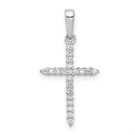 10K White Gold 1/6ct. Diamond Cross Pendant - 23.5 mm 10K White Gold 1/6ct. Diamond Cross Pendant - 23.5 mm