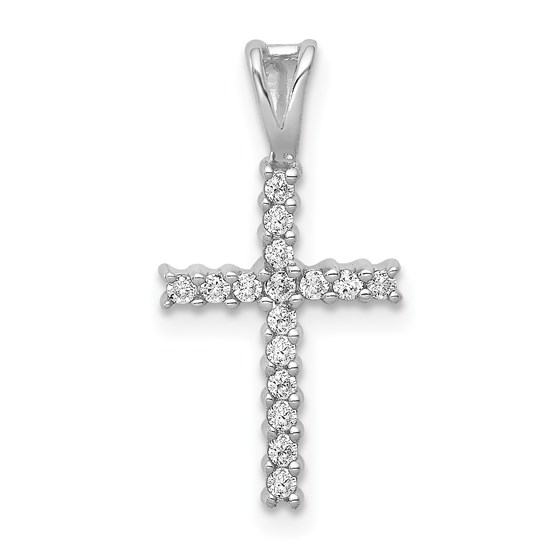 10K White Gold 1/6ct. Diamond Latin Cross Pendant - 19.5 mm 10K White Gold 1/6ct. Diamond Latin Cross Pendant - 19.5 mm