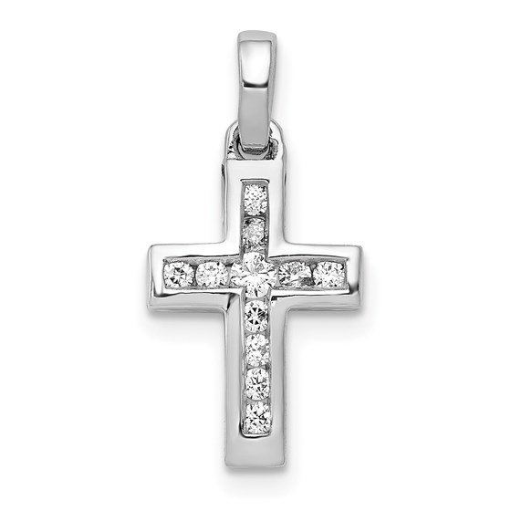 10K White Gold 1/6ct. Diamond Latin Cross Pendant - 19 mm 10K White Gold 1/6ct. Diamond Latin Cross Pendant - 19 mm