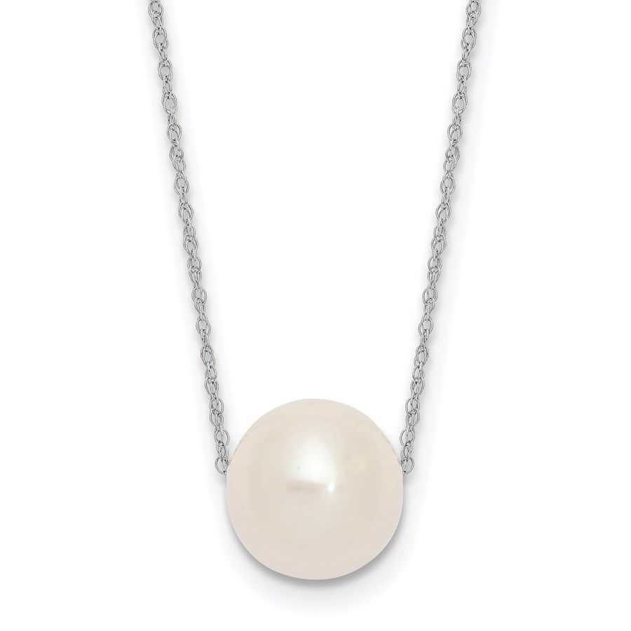 10K White Gold 10-11mm Round White Pearl Rope Necklace - 17 in.