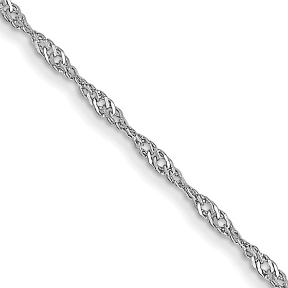 10K White Gold 1mm Carded Singapore Chain - 16 in.