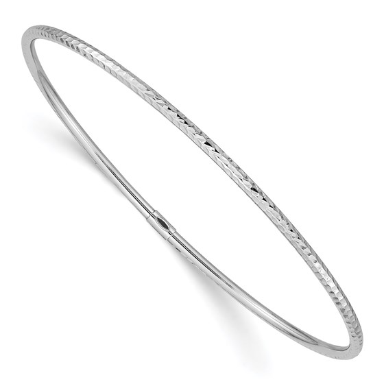 10K White Gold 2mm Diamond-cut Slip-on Bangle - 8 in. 10K White Gold 2mm Diamond-cut Slip-on Bangle - 8 in.