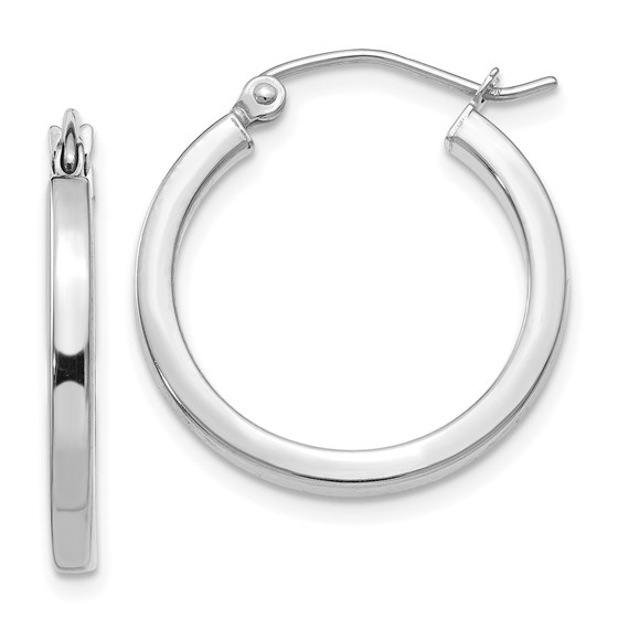 10K White Gold 2mm Square Tube Hoops - 20 mm 10K White Gold 2mm Square Tube Hoops - 20 mm