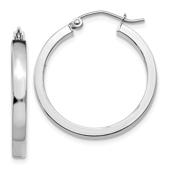 10K White Gold 2x3mm Rectangle Tube Hoop - 25 in. 10K White Gold 2x3mm Rectangle Tube Hoop - 25 in.