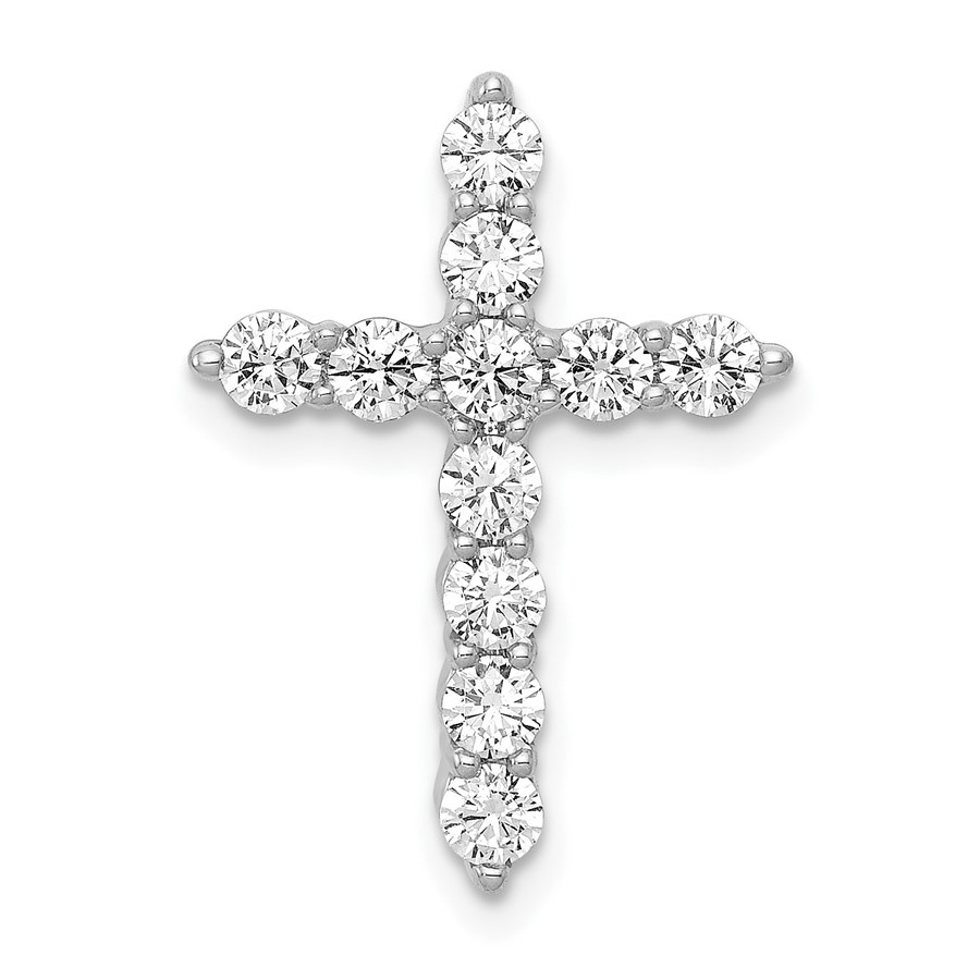 10K White Gold 3/4ct. Diamond Cross Chain Slide - 21 mm