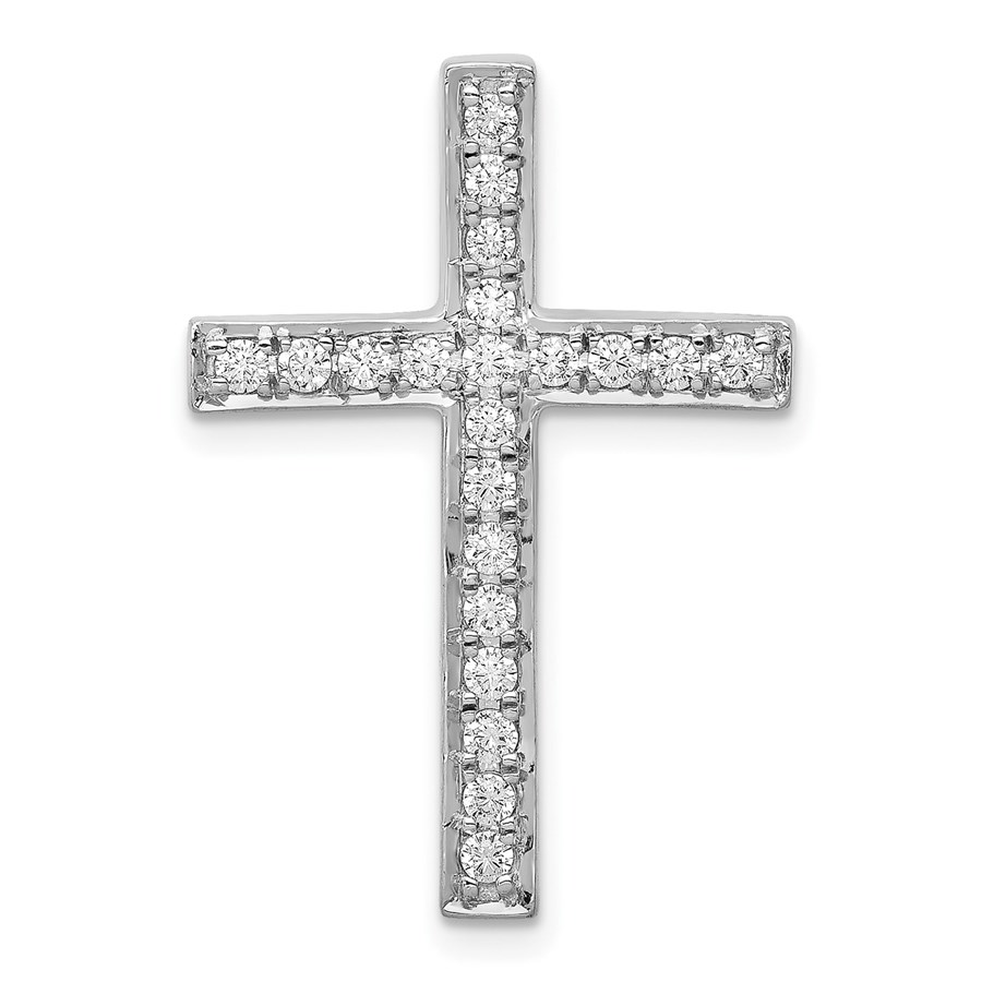 10K White Gold 3/8ct. Diamond Cross Chain Slide - 27 mm
