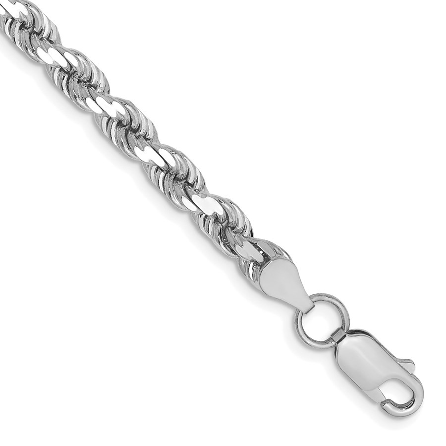 10K White Gold 4.5mm DiamondCut Rope Chain 9 in.