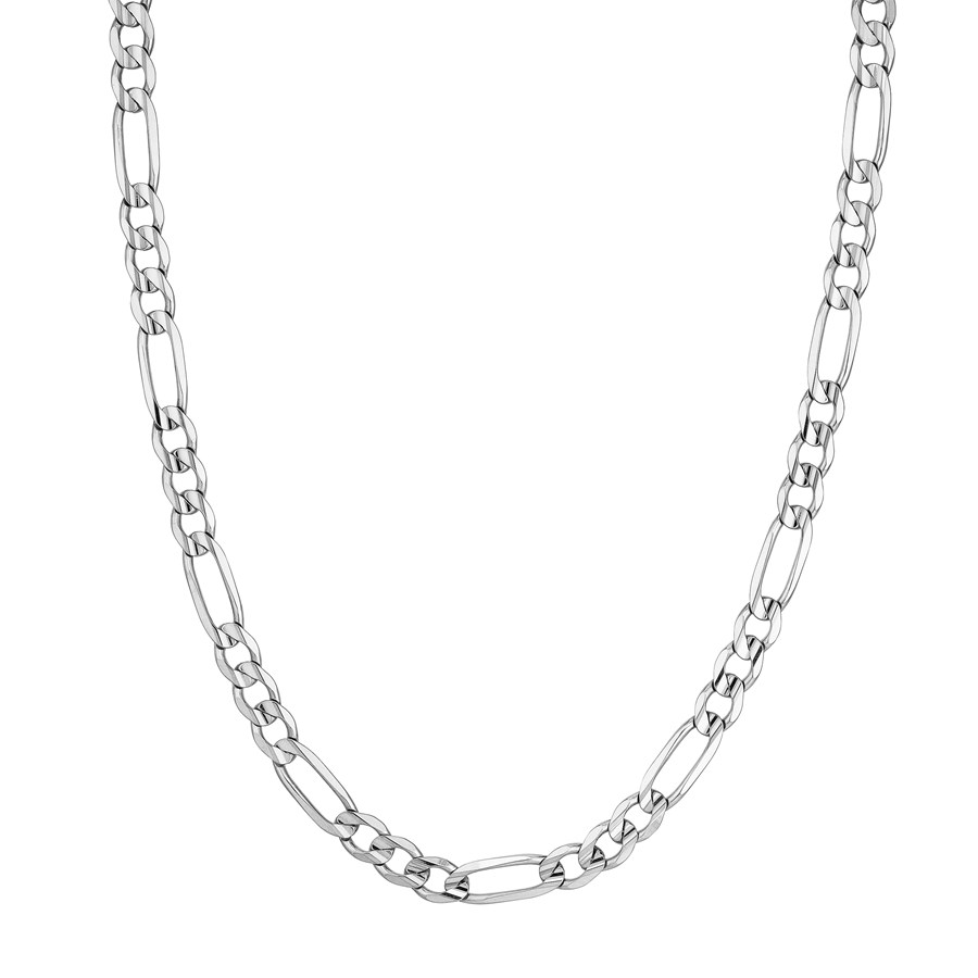 10K White Gold 7.3 mm Concave Figaro Chain - 30in