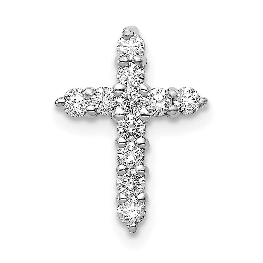 10K White Gold AA 1/3ct. Diamond Cross Pendant - 14.75 mm