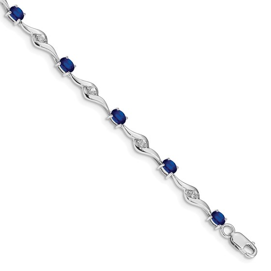 10K White Gold Blue Sapphire/White Sapphire Bracelet - 7 in. 10K White Gold Blue Sapphire/White Sapphire Bracelet - 7 in.