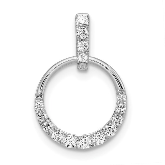 10K White Gold Circle Diamond Pendant - 21.15 mm 10K White Gold Circle Diamond Pendant - 21.15 mm