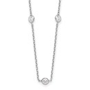 10K White Gold CZ 9 Station Necklace - 18 in.