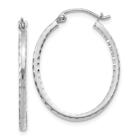 10K White Gold D/C Hinged Hoop Earrings - 27 mm 10K White Gold D/C Hinged Hoop Earrings - 27 mm