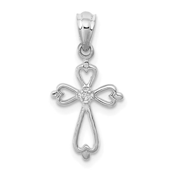 10K White Gold Diamond Accented Cross Pendant - 21.5 mm 10K White Gold Diamond Accented Cross Pendant - 21.5 mm