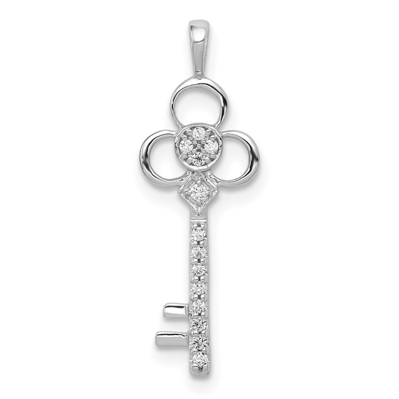 10K White Gold Diamond Club Key Pendant 10K White Gold Diamond Club Key Pendant
