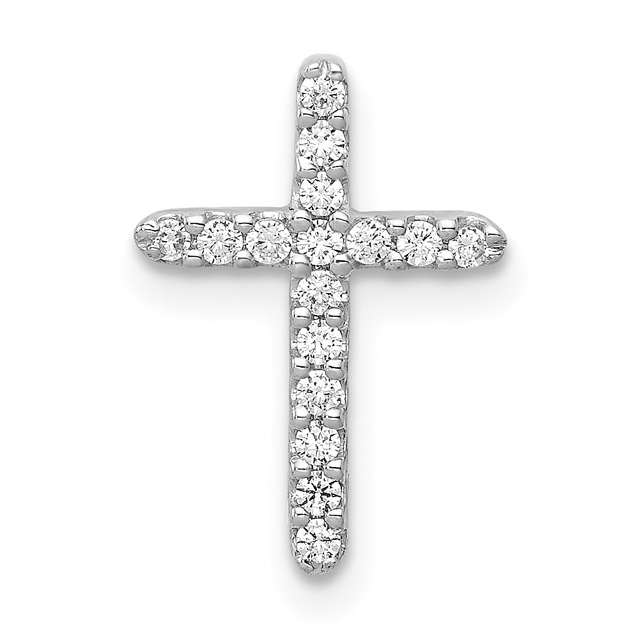 10K White Gold Diamond Cross Pendant - 14 mm